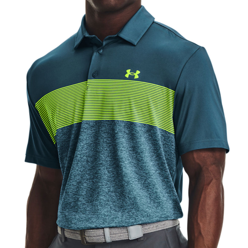 Under Armour Playoff 3.0 Low Round Stripe Polo Shirt Static Blue Sti
