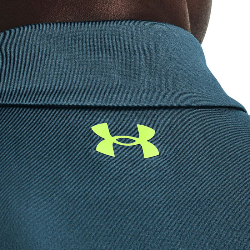 Under Armour Playoff Stripe Golf Polo Shirt - Static Blue/Still Water Blue/Lime
