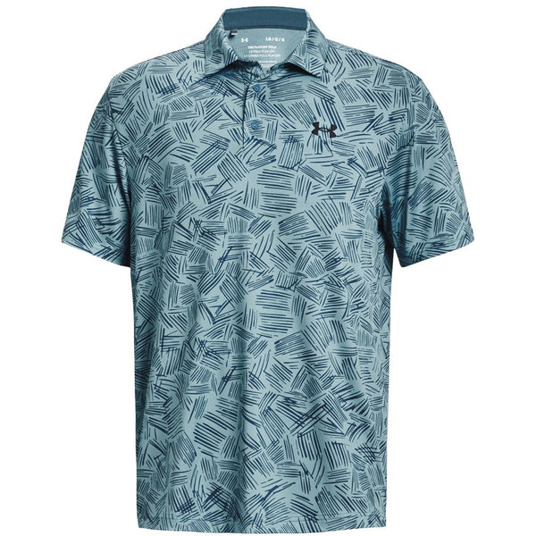 Under Armour Playoff 3.0 Palm Sketch Printed Polo Shirt - Still Water/Static Blue