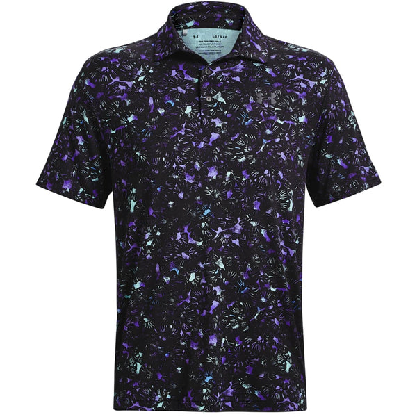 Under Armour Playoff 3.0 Printed Polo Shirt - Black/Neo Turquoise