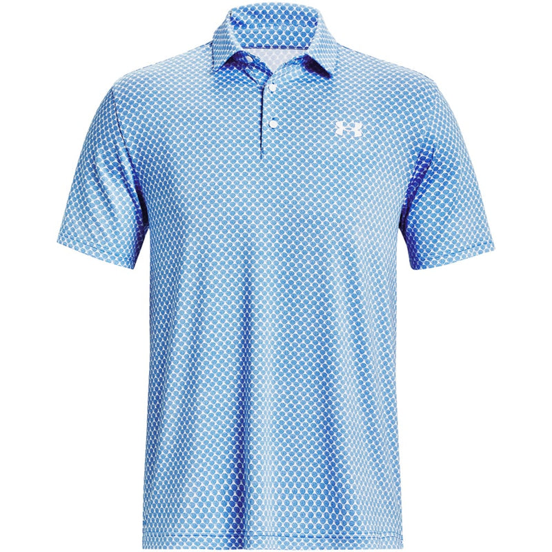 Under Armour Playoff 3.0 Printed Polo Shirt - White/Cosmic Blue