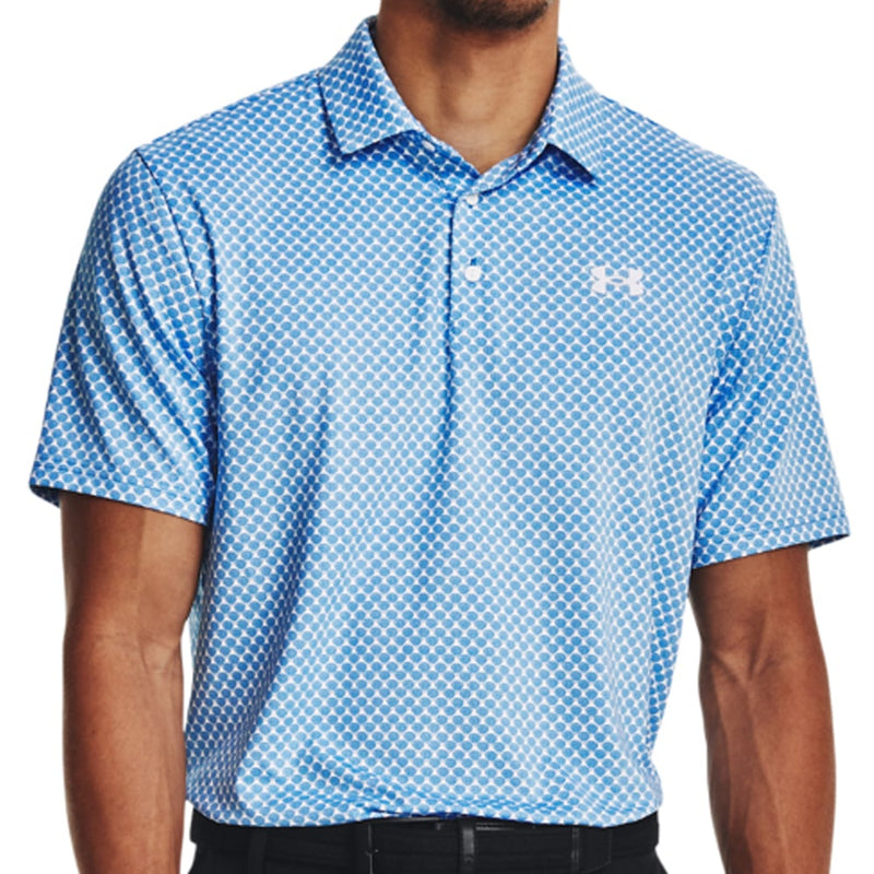 Under Armour Playoff 3.0 Printed Polo Shirt - White/Cosmic Blue