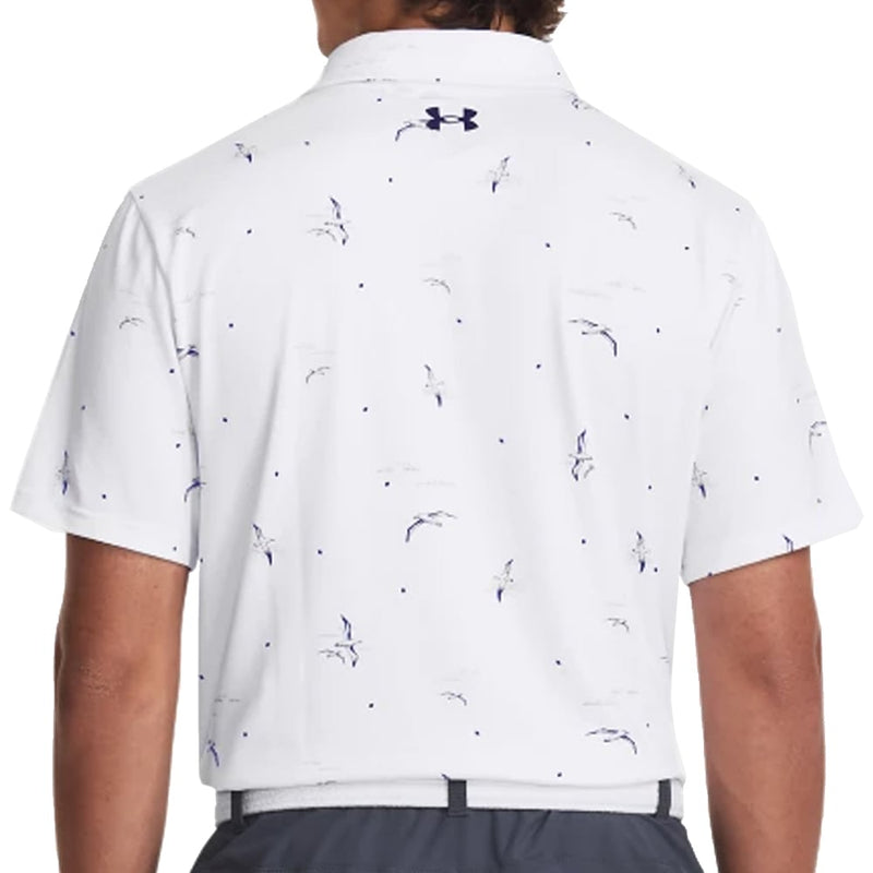 Under Armour Playoff 3.0 Printed Polo Shirt - White/Midnight Navy