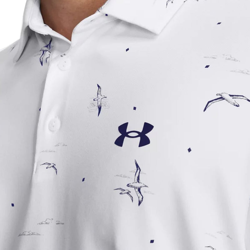 Under Armour Playoff 3.0 Printed Polo Shirt - White/Midnight Navy