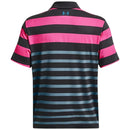 Under Armour Playoff 3.0 Rugby YD Stripe Polo Shirt - Black/Rebel Pink/Static Blue