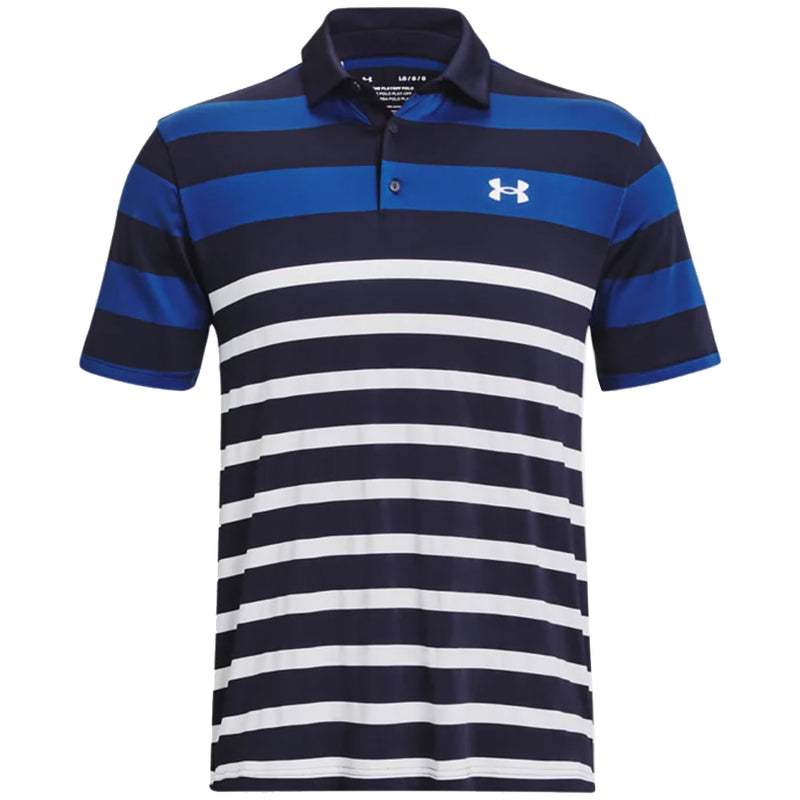 Under Armour Playoff 3.0 Rugby YD Stripe Polo Shirt - Midnight Navy/Blue Mirage/White