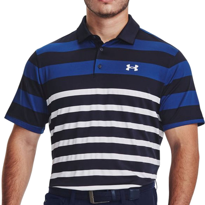 Under Armour Playoff 3.0 Rugby YD Stripe Polo Shirt - Midnight Navy/Blue Mirage/White