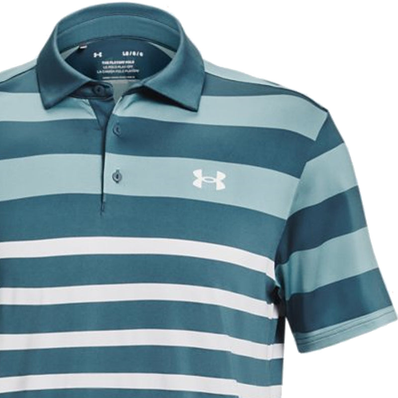 Under Armour Playoff 3.0 Rugby YD Stripe Polo Shirt - Static Blue/Still Water/White