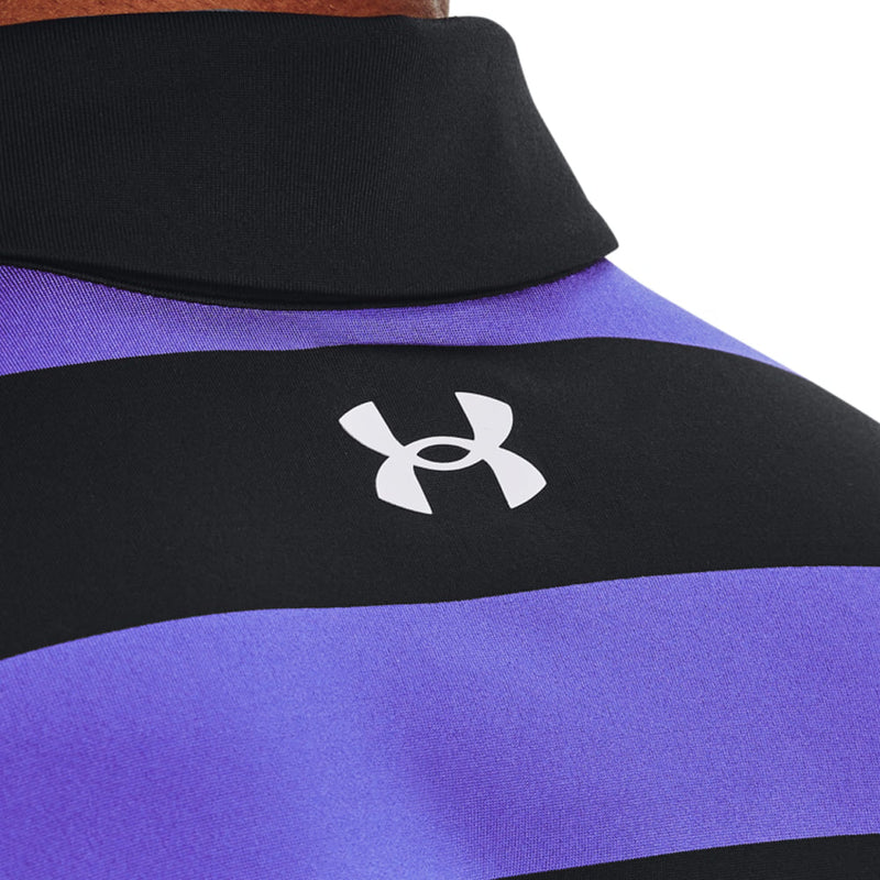 Under Armour Playoff 3.0 Stripe Polo Shirt - Black/Electric Purple