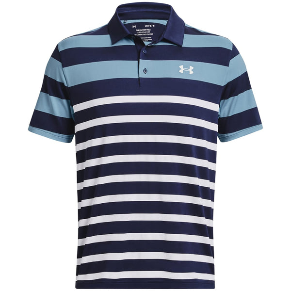 Under Armour Playoff 3.0 Stripe Polo Shirt - Midnight Navy/Blizzard