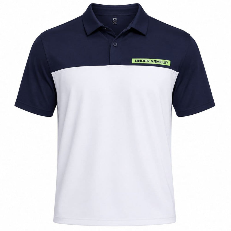 Under Armour Tee To Green Color Block Polo Shirt - Midnight Navy/White/Cyber Green