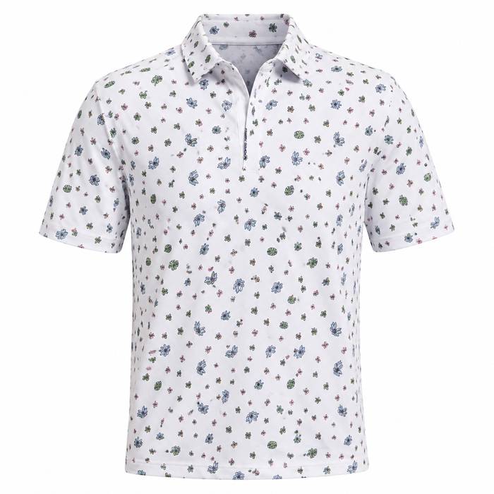 Under Armour ArmourDry Printed Polo Shirt - White/Blue Wind/Midnight Navy