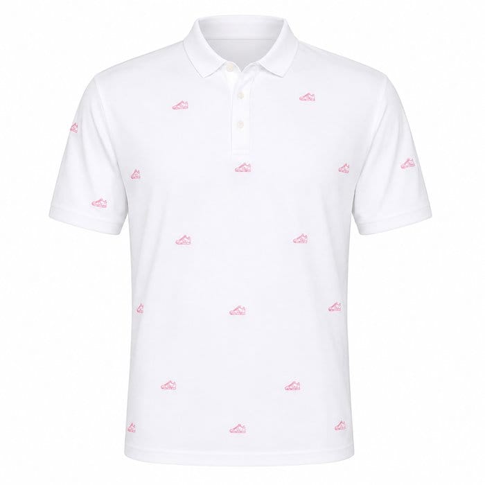 Nike Par 5 Dri-Fit Shoe Embroidered Polo Shirt - White/Hot Lava
