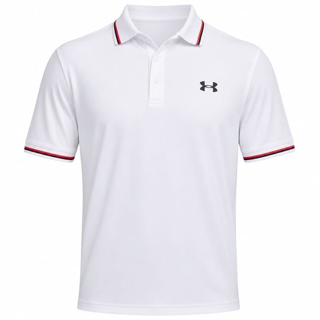 Under Armour Playoff 3.0 Rib Polo Shirt - White/Racer Red/Black