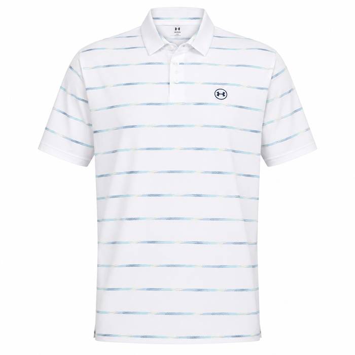 Under Armour Drive Chill Printed Polo Shirt - White/Blue Haze/Midnight Navy