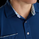FootJoy Super Stretch Floral Print Trim Polo Shirt - Deep Blue
